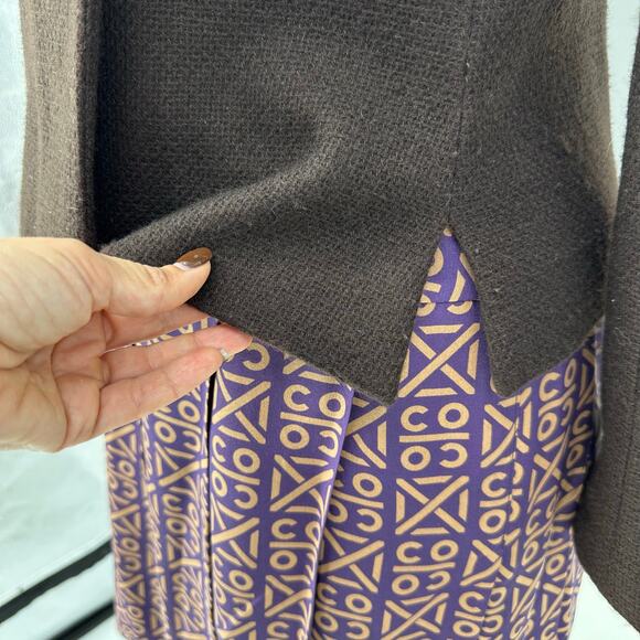 Vintage Y2K Runway CHANEL  FR 44 Blazer Skirt Set Chocolate Brown Cashmere Silk - Picture 10 of 16